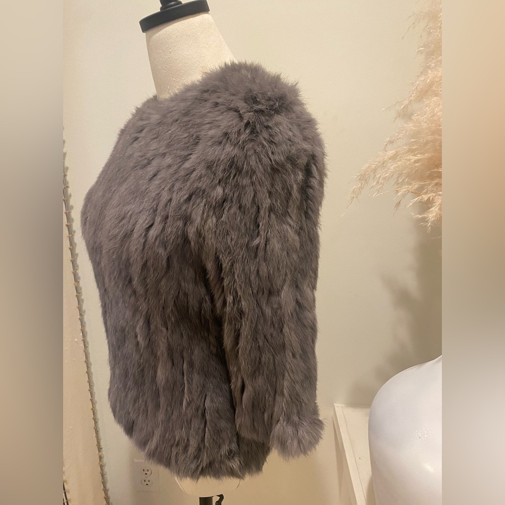 Ellison RARE 💯 Rabbit Fur Grey One Size Blouse NEW - Picture 2 of 4